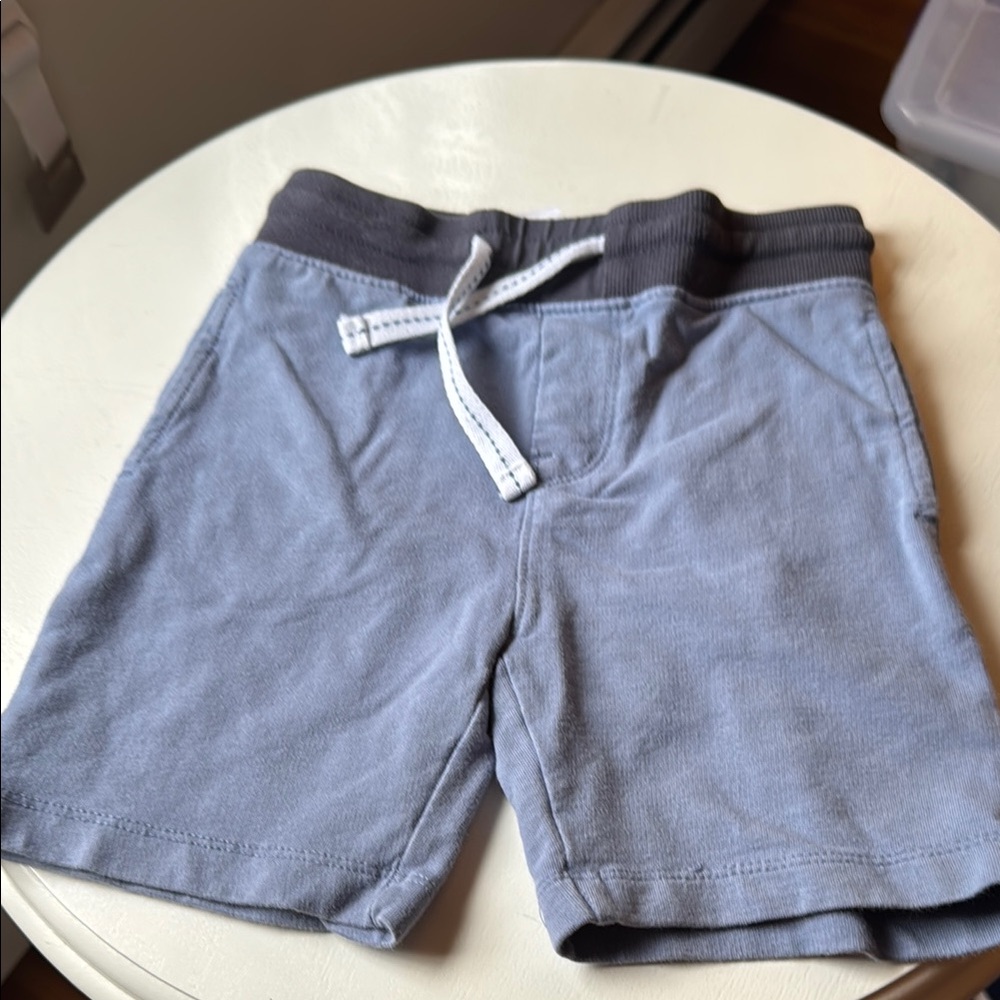 Blue Gray Drawstring Shorts 2T pockets shark detail